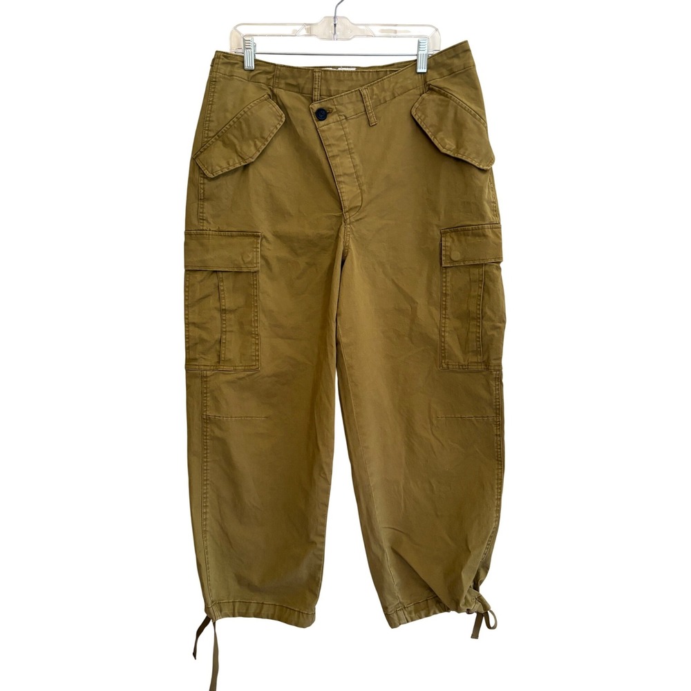 Olive Cargo Drawstring Ankle Pants - Women - Picture 2 of 12
